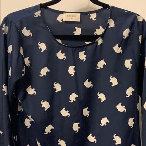Navy Elephant Blouse